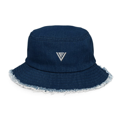 Fractal Visions Distressed denim bucket hat